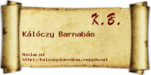 Kálóczy Barnabás névjegykártya