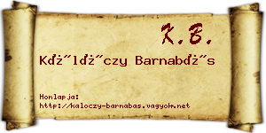 Kálóczy Barnabás névjegykártya