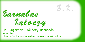 barnabas kaloczy business card